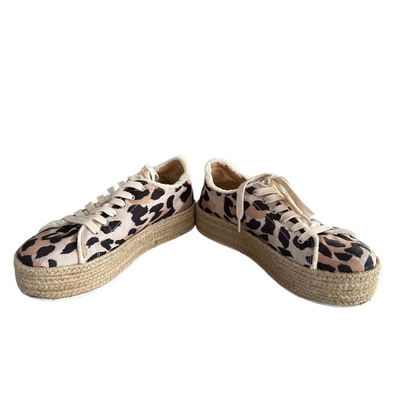 Schutz | Luna Canvas Animal Print Espadrille Platform Sneakers Size 7.5 - Picture 8 of 11
